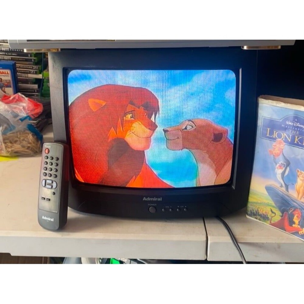 Vintage Rare  Admiral 13" CRT TV W remote JSJ12305 Tested Working